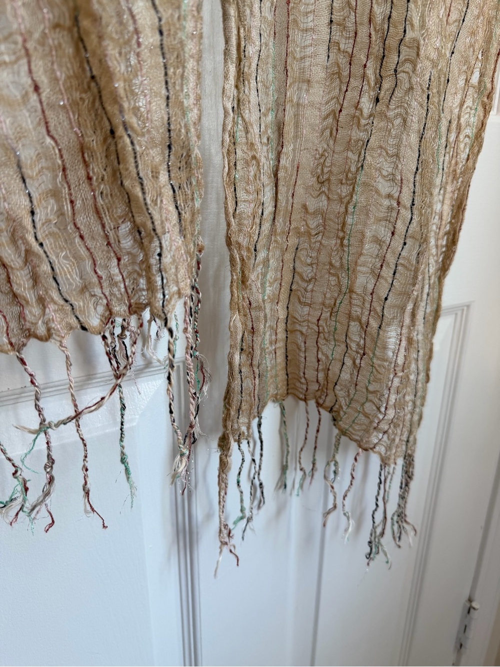 ๐ 5/$25 Neutral Textured Fall Scarf with Threaded Color - Picture 5 of 5